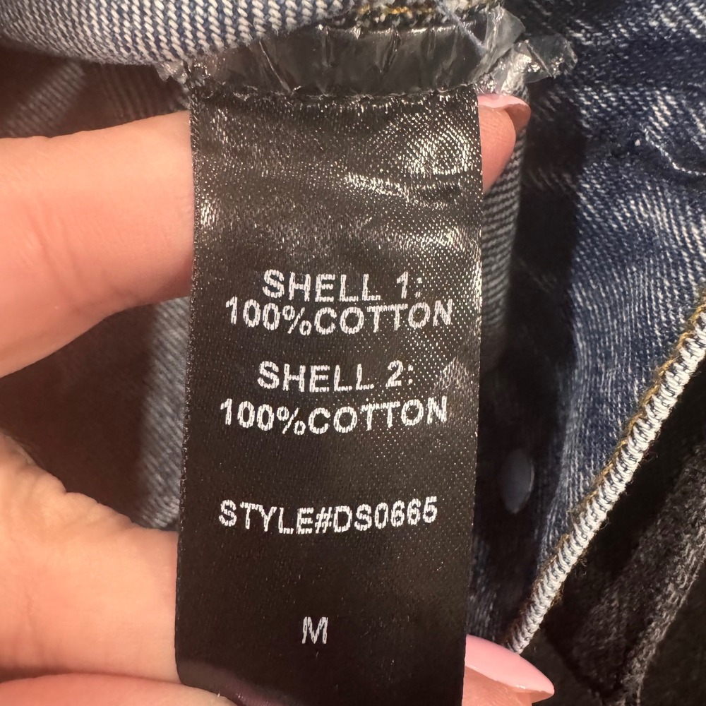 Mustard Seed Two Tone Denim Jacket Medium Blue Black Contrast Sleeve NWT - Picture 9 of 10